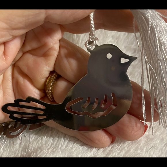 BOGO Set of 4 Metal Alloy Cut Outs Angel, Snowflake, Cardinal, Chevron w/Tassel - Picture 2 of 9